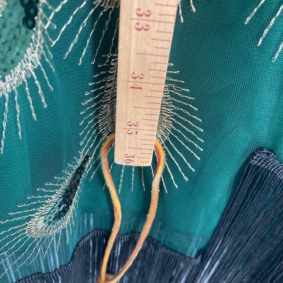 Elegant Black and Green Embellished Mini Dress - Picture 9 of 16